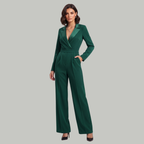 Elizabeth – Kvinno-jumpsuit med krage och vida ben