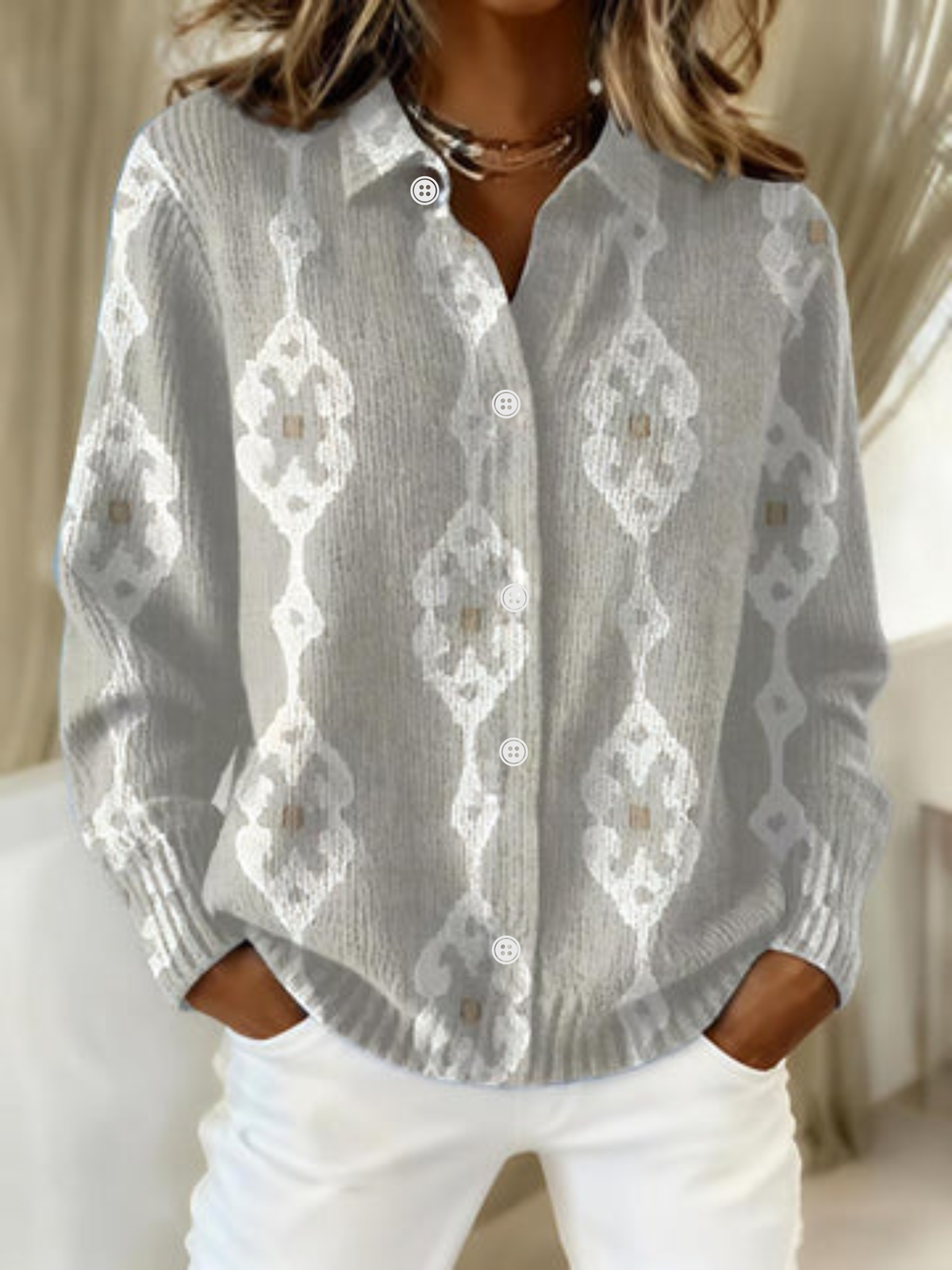 Chloé | Stickad cardigan med rombmönster