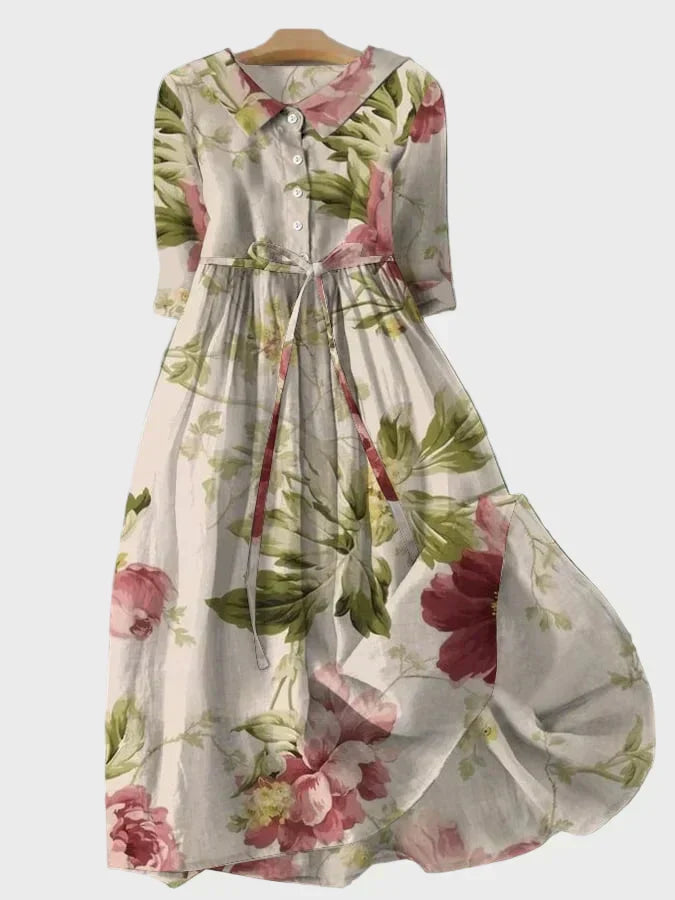 Elegant lång blommig klänning