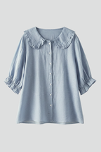 Megan – Dam Casual Skjorta med Volangkrage och Knappar