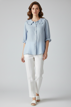 Megan – Dam Casual Skjorta med Volangkrage och Knappar