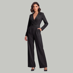 Elizabeth – Kvinno-jumpsuit med krage och vida ben
