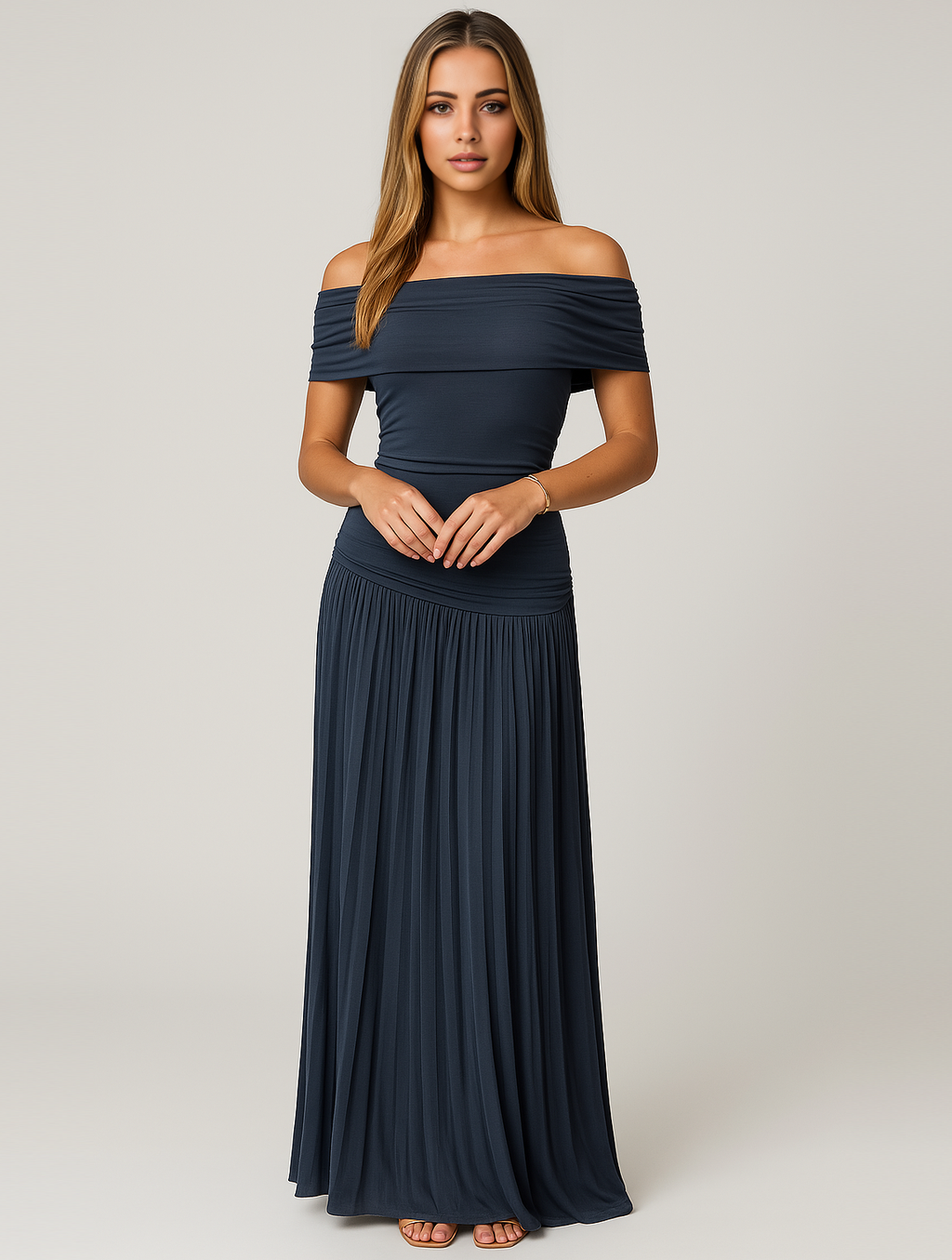 Bella – Kvinnors Bröllopsgäst Plisserad Maxiklänning