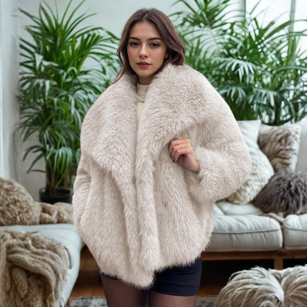 Corrine – Elegant långärmad krage Fuzzy Kappa