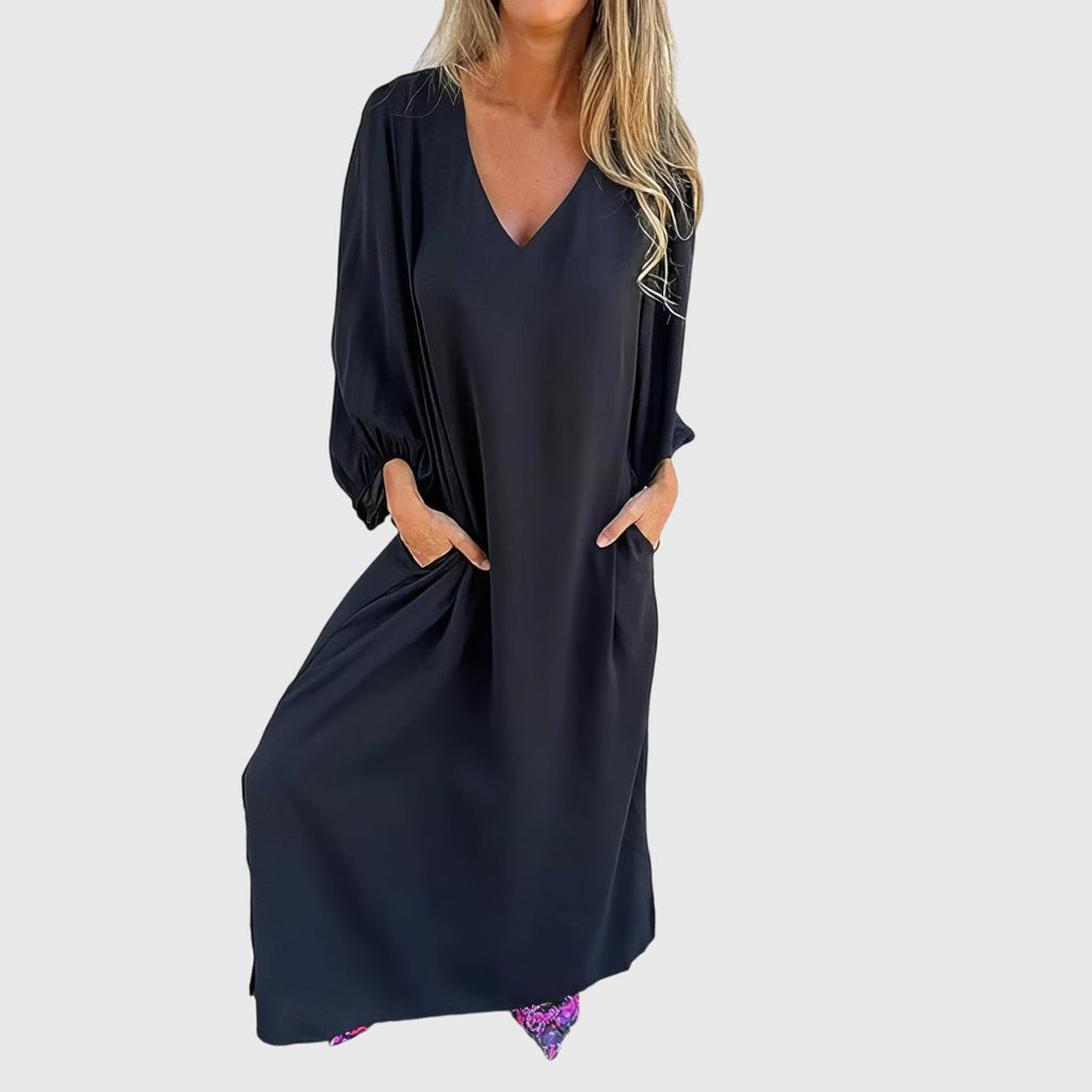 Carol – Lång Boho Klänning Med Fickor