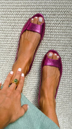 Michèle | Platta sandaler med metallisk finish