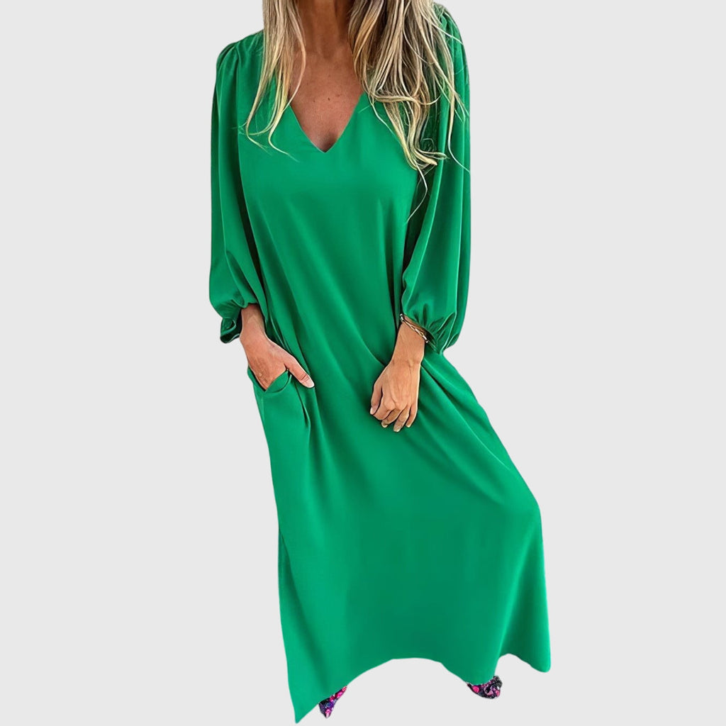 Carol – Lång Boho Klänning Med Fickor