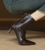 Eleganta ankelboots i läder med klack