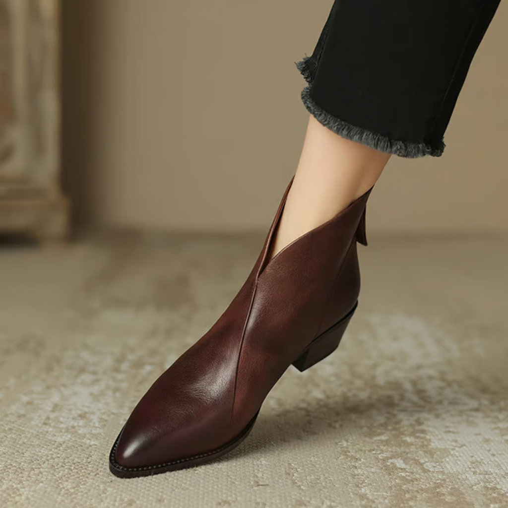 Eleganta ankelboots i läder
