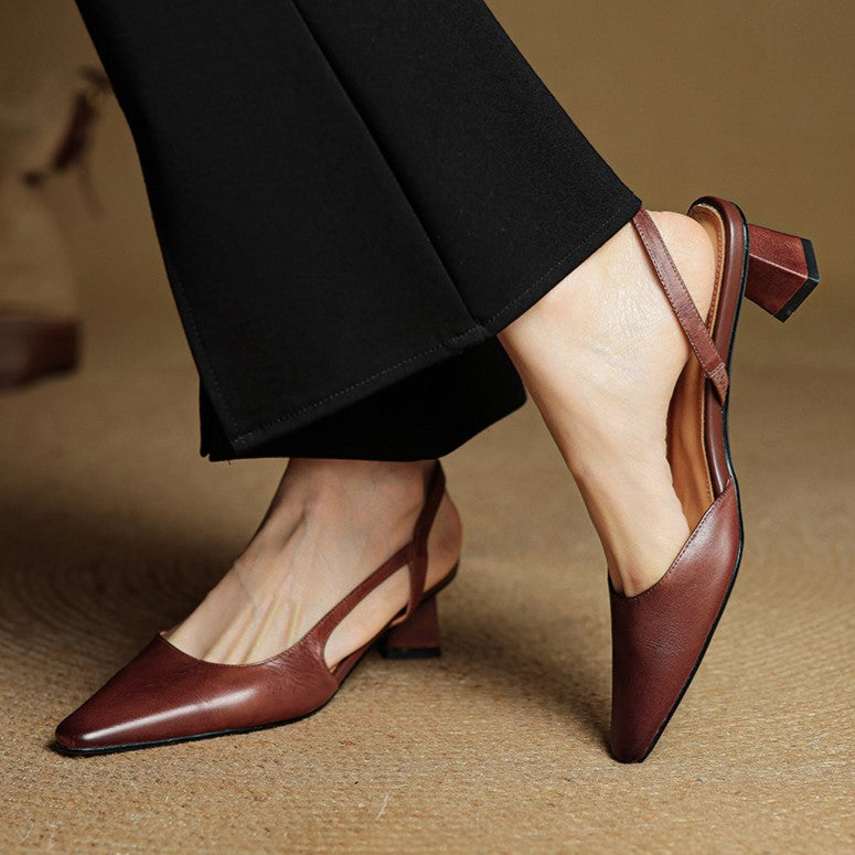 Élina | Slingback-pumps i läder