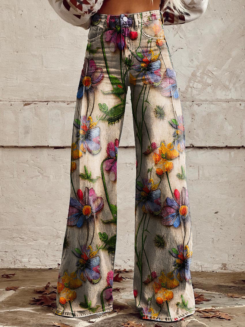 Vida bohemiska jeans med blommönster | Design 1