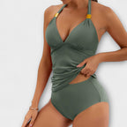 Sophia – Dam Solid Halter Tvådelad Baddräkt