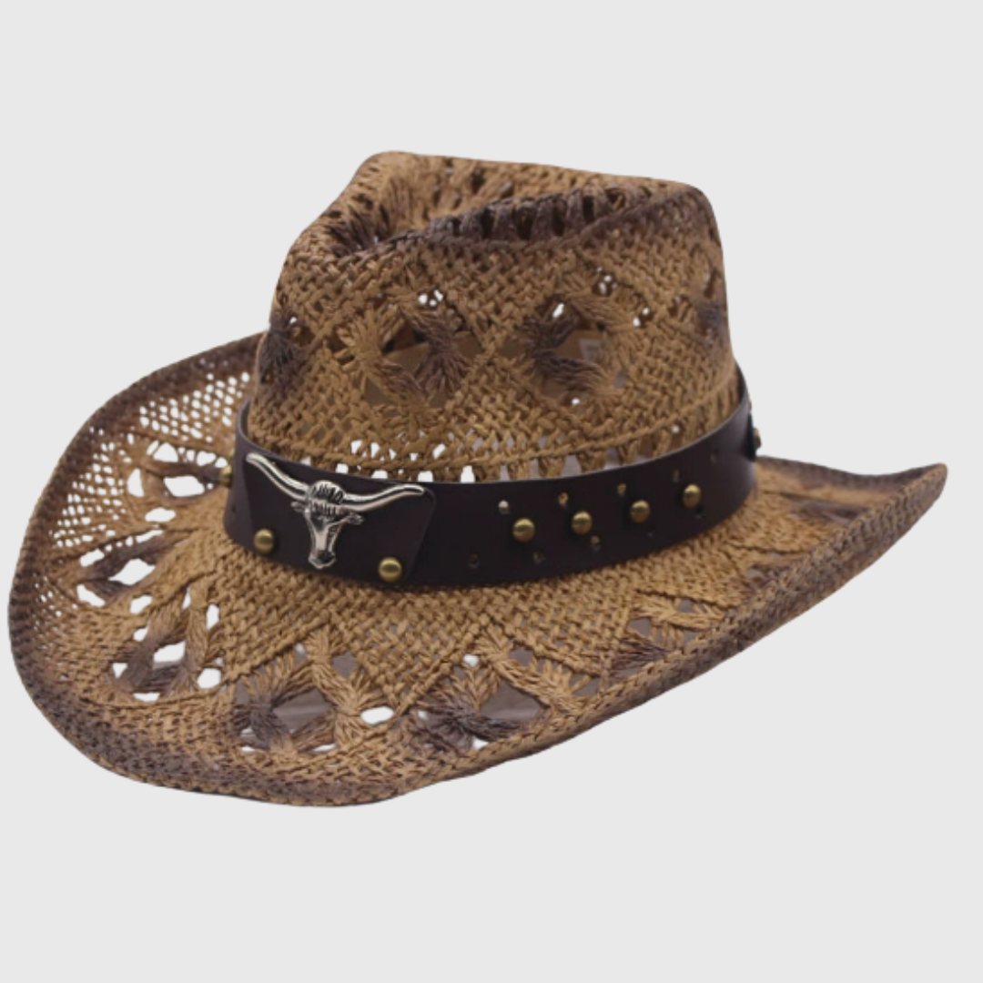 Aurelin – Cowboyhatt med bred skärm och dekorativt band för sommaren