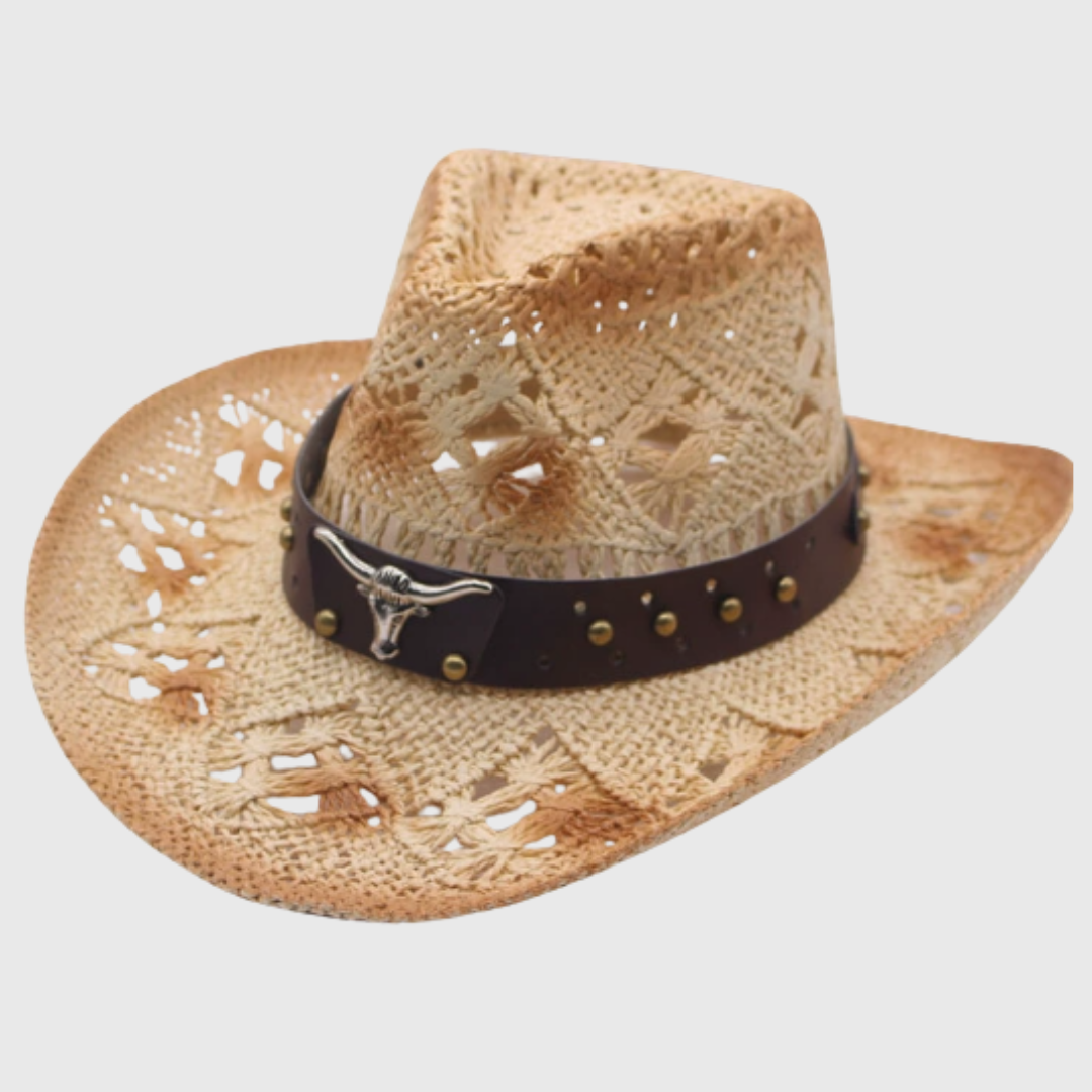 Aurelin – Cowboyhatt med bred skärm och dekorativt band för sommaren