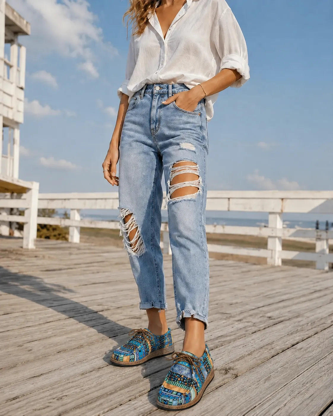 Camille | Loafers i mönstrad canvas