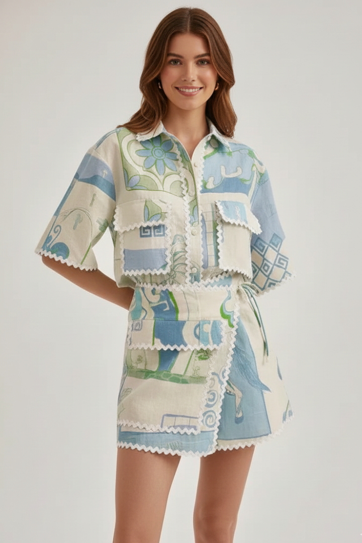 Harper – Kvinnors Patchwork Tvådelat Set Shorts