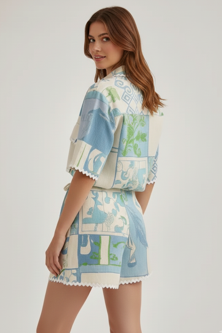 Harper – Kvinnors Patchwork Tvådelat Set Shorts