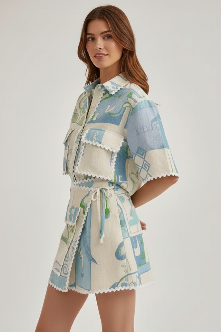 Harper – Kvinnors Patchwork Tvådelat Set Shorts