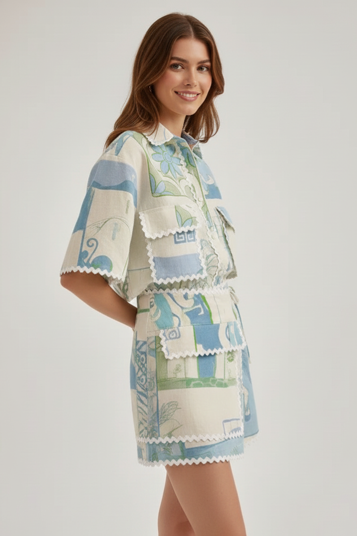 Harper – Kvinnors Patchwork Tvådelat Set Shorts