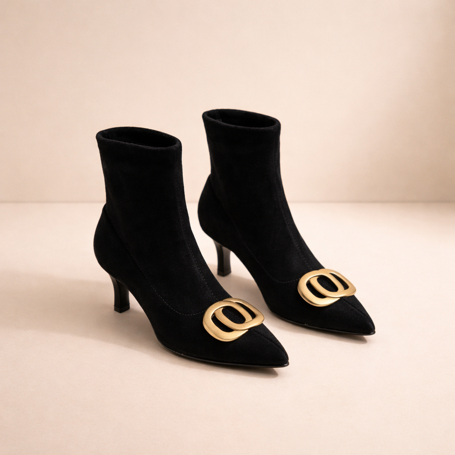 Juliette | Spetsiga ankelboots i sammet