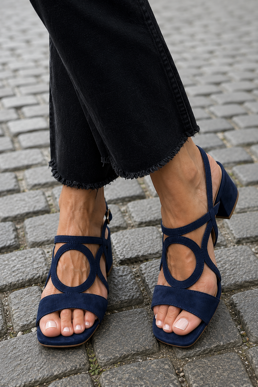 Lucie | Sandaler med blockklack och ringdetalj