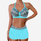 Chloe – Damens Ribbad Högmidjad Bikini Baddräkt