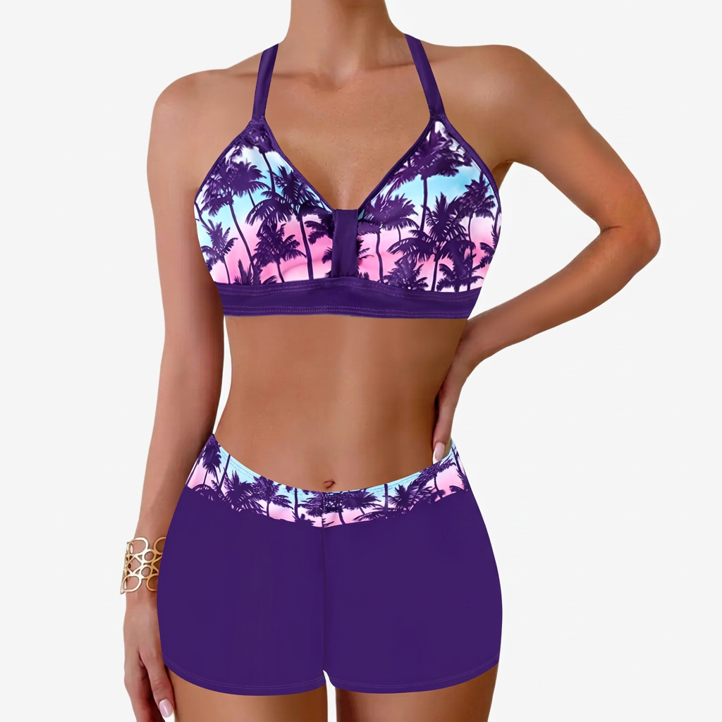 Chloe – Damens Ribbad Högmidjad Bikini Baddräkt