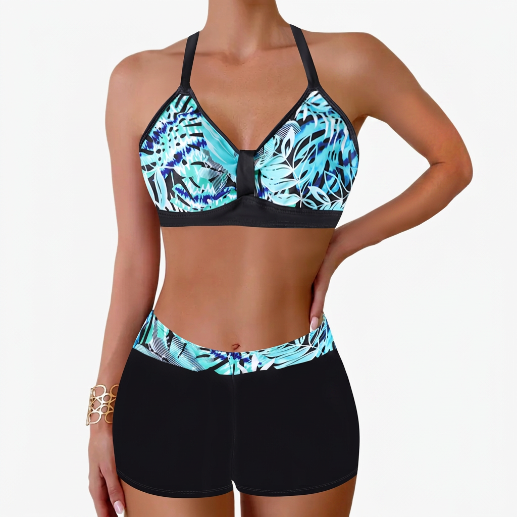 Chloe – Damens Ribbad Högmidjad Bikini Baddräkt