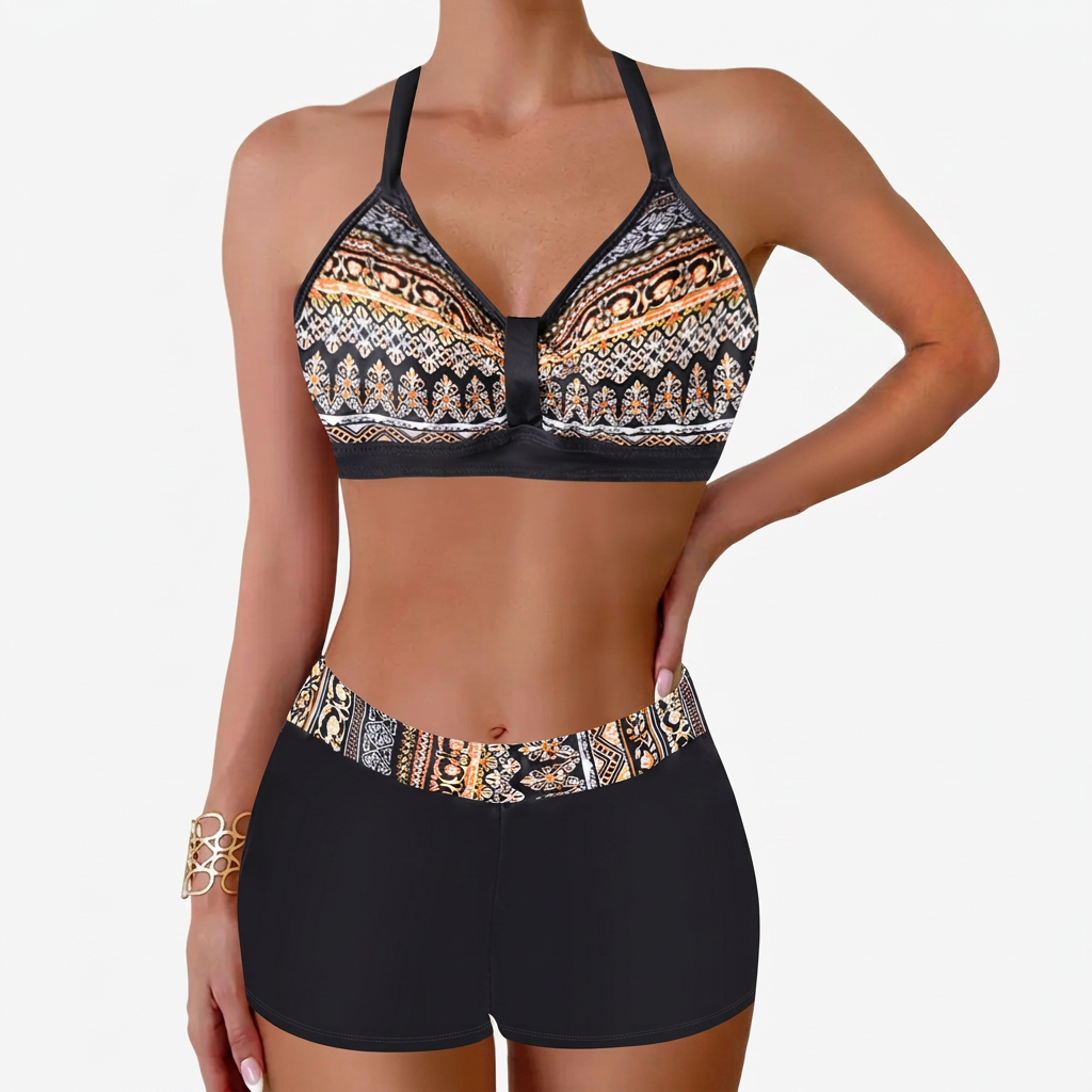 Chloe – Damens Ribbad Högmidjad Bikini Baddräkt