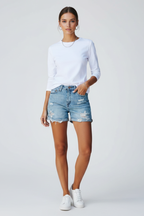Charlotte – Damens Casual Shorts med Sliten Franskant