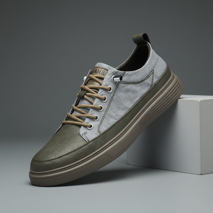Sneakers i läder för herr