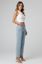Katherine – Damens Högmidjade Glittrande Rakben Jeans