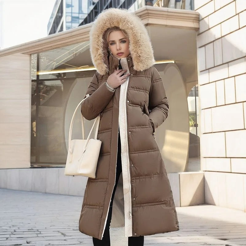 Lucia – Designer Vinter Parka Med Fuskpäls Huva