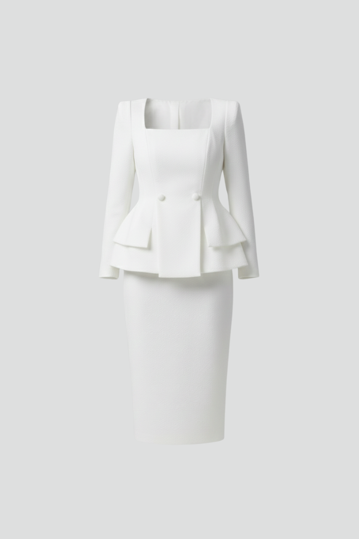 Kylie – Dam Blazer med Fyrkantig Halsringning och Kjol