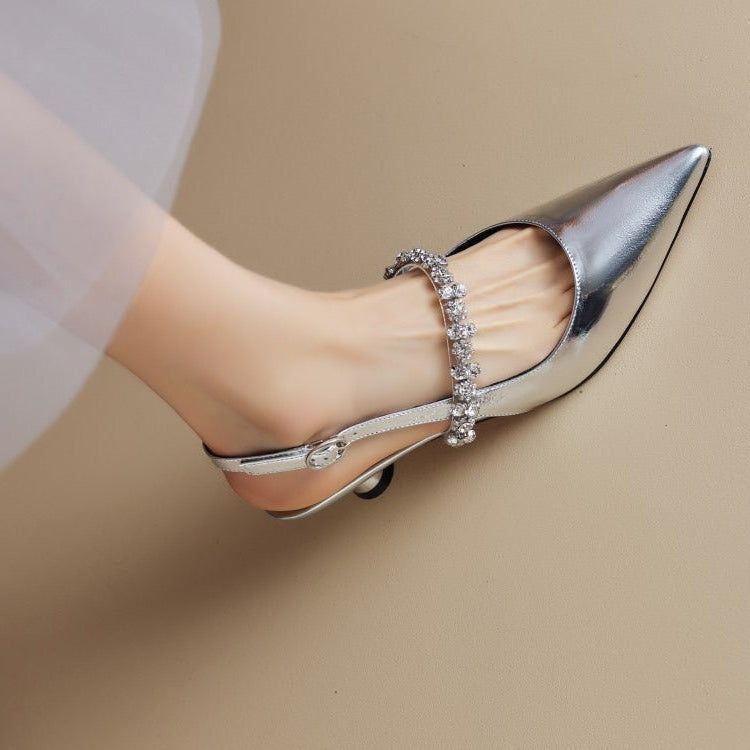 Pauline | Slingback-pumps med kristalldetalj