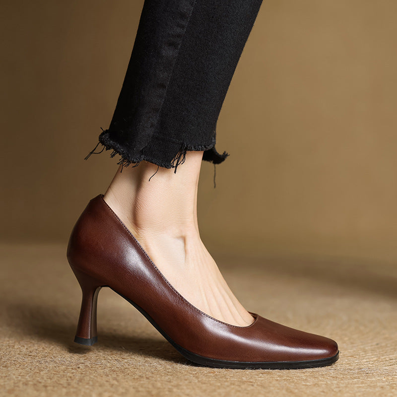 Amélie | Fyrkantiga pumps i läder