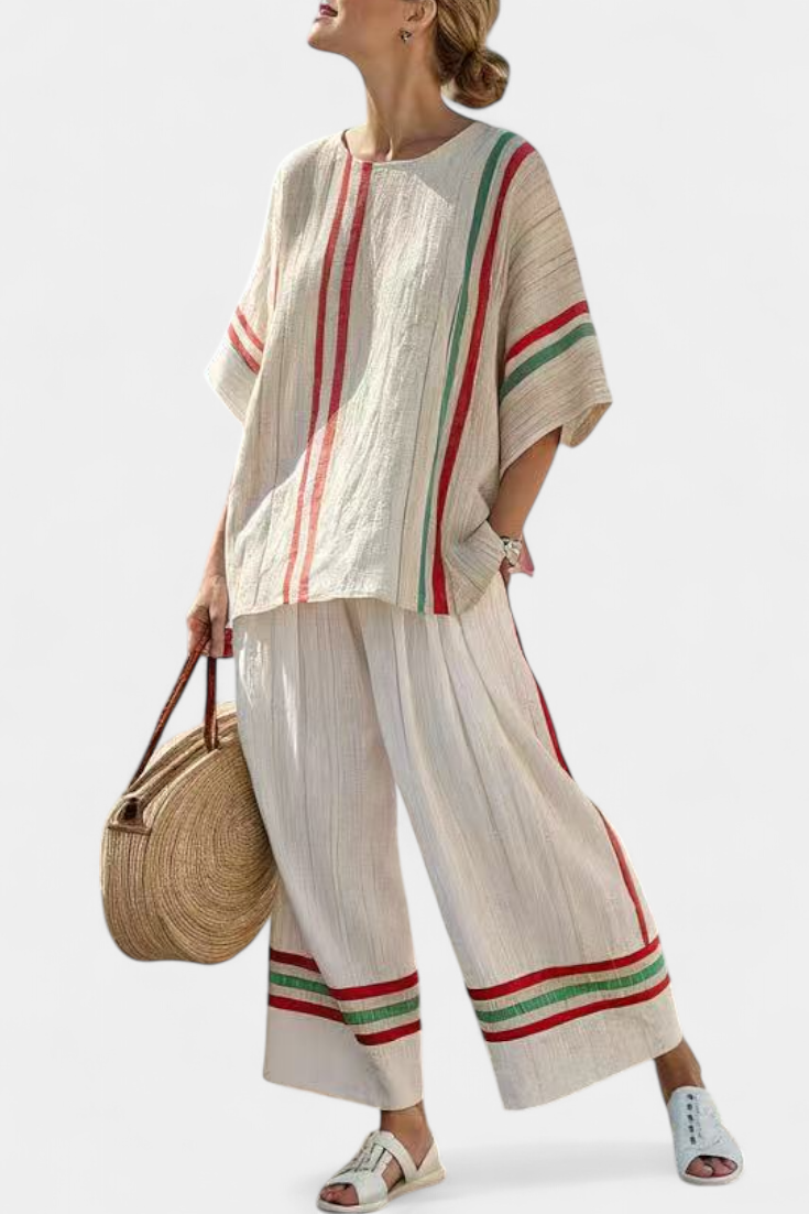 Truvane – Bekväm Boho-mönstrad Blus & Löst sittande Byxor