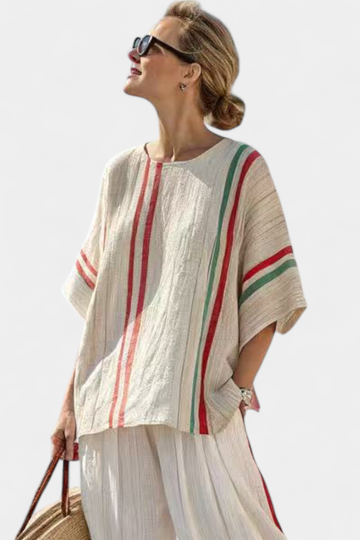 Truvane – Bekväm Boho-mönstrad Blus & Löst sittande Byxor