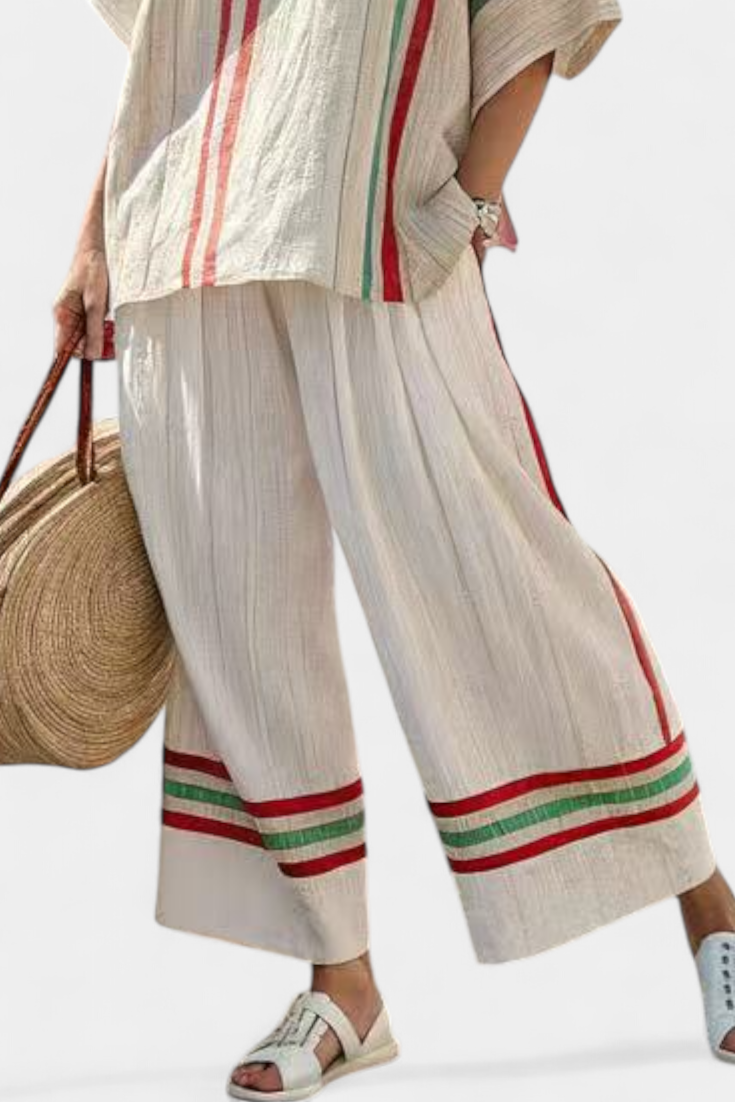 Truvane – Bekväm Boho-mönstrad Blus & Löst sittande Byxor