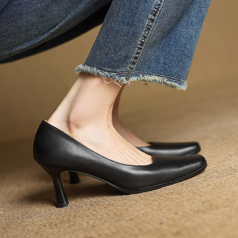 Amélie | Fyrkantiga pumps i läder