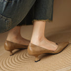 Nathalie | Pumps i läder med låg klack
