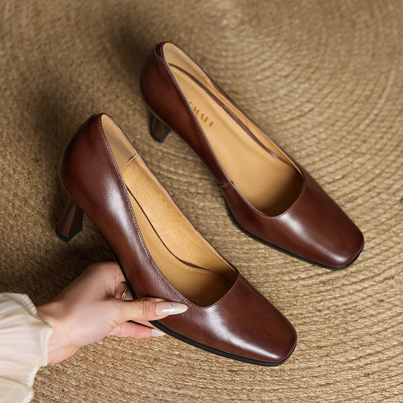 Amélie | Fyrkantiga pumps i läder