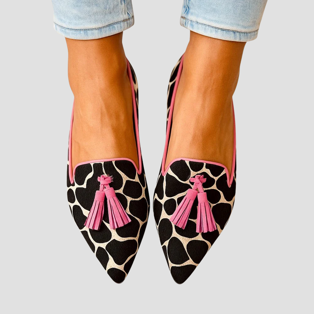 Mathilde | Spetsiga loafers med djurmönster