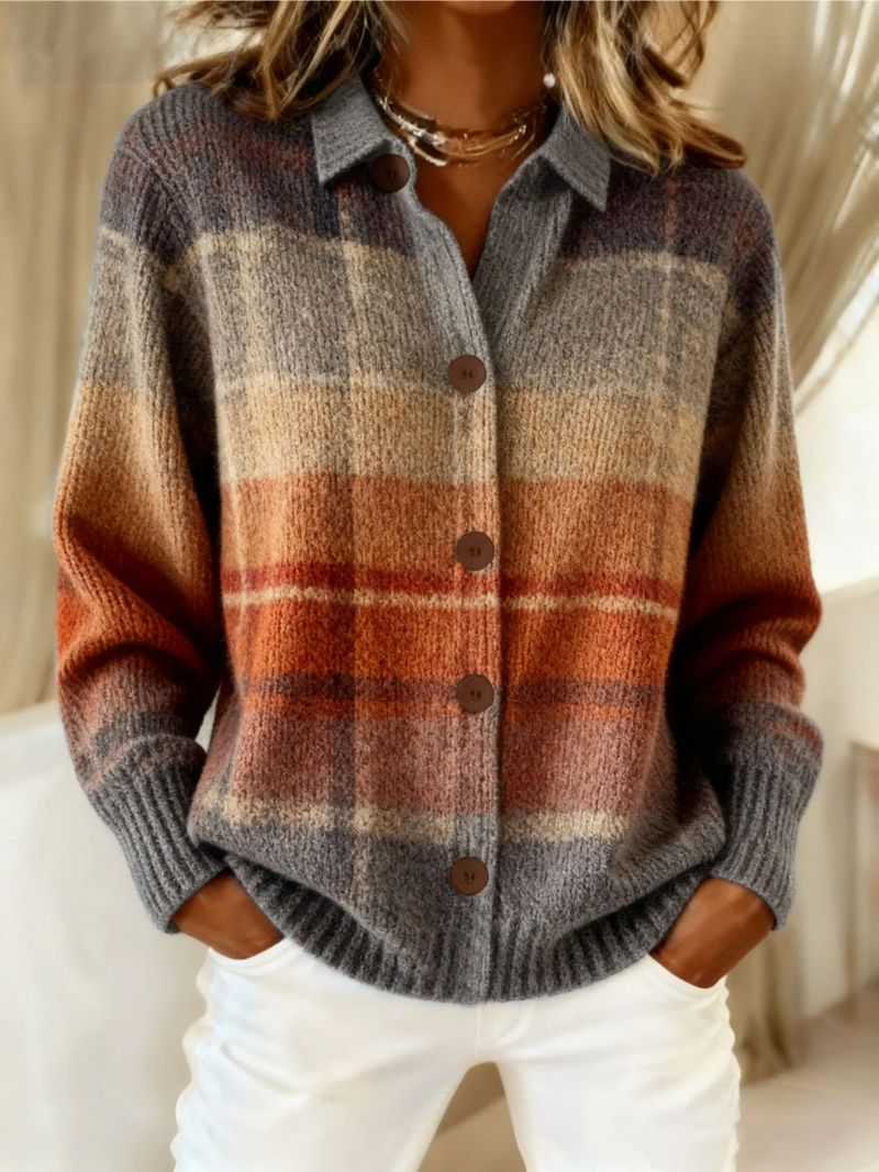 Juliette | Rutig skjortcardigan i tonade färger