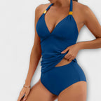 Sophia – Dam Solid Halter Tvådelad Baddräkt