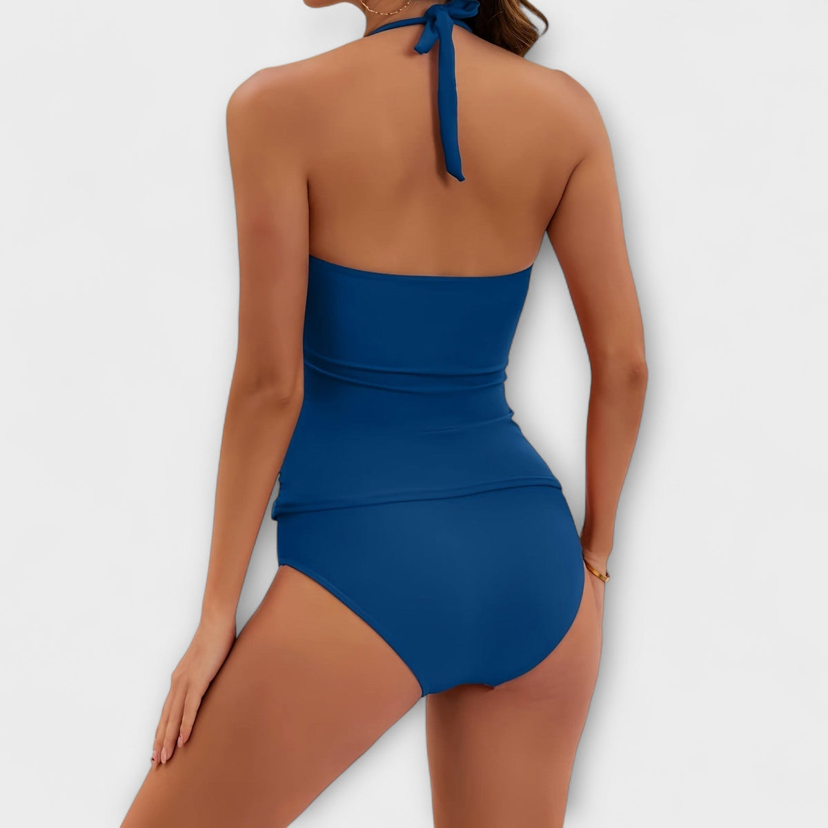 Sophia – Dam Solid Halter Tvådelad Baddräkt