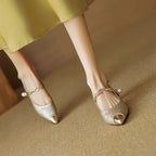 Martine | Slingback-pumps med tvinnad pärldetalj