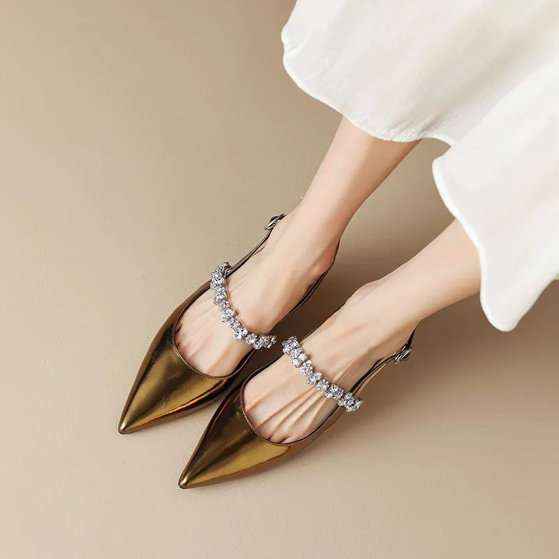 Pauline | Slingback-pumps med kristalldetalj