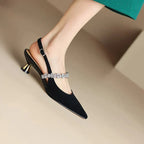 Pauline | Slingback-pumps med kristalldetalj