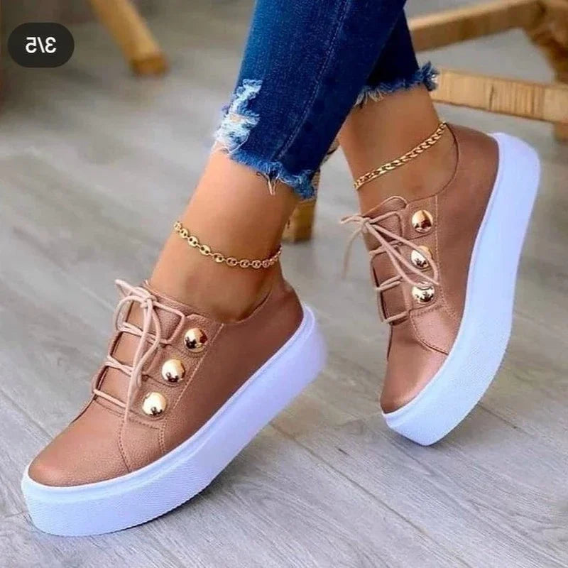 Serena – Ortopediska Platåsneakers Med Rund Tå